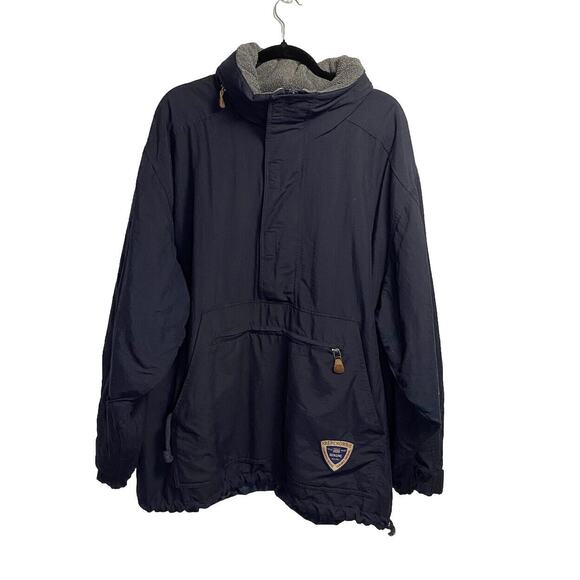 Vtg Abercrombie And Fitch Anorak Jacket Mens Large Navy Fleece‎ Lined Wind Proof - Picture 1 of 8